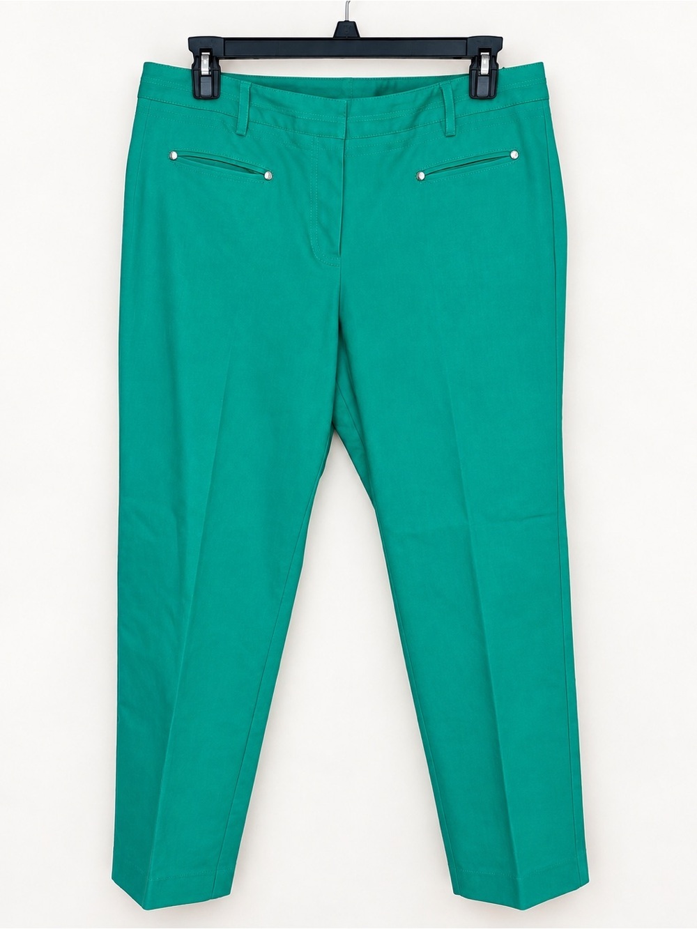 Larry Levine Green Spandex Blend Green Spring Pant Straight ankle Size 12 - Picture 1 of 5